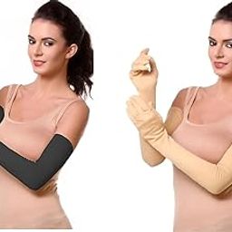 Pairs UV Long Sun Gloves Women's Sunblock Driving/Riding Gloves Non Slip Cotton Sun Protective for Outdoor Sports protection, Perfect for Biking, Hiking and other Outdoor Activiti (Skin, Black, 1)-image-44