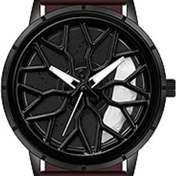 Modern Men's Wristwatch with Unique Design Rotating Dial Silicone Band-image-49