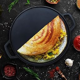 Premium Cast Iron Dosa Tawa for Perfectly Crispy Dosas | Pre-Seasoned Big Size | Durable and Versatile Tawa | Traditional Cast Iron Dosa Tawa,Black (12 inch)-image-48