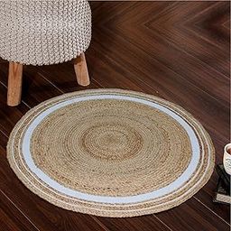 ECO SENSE Jute Braided Round Rugs Bohemian Style, Hand Woven & Reversible for Living Room Kitchen Entryway Rug, Farmhouse, Bedroom (Boho White, 2 x 2)-image-23