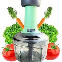 DIMAXI Manual Hand Press Push Chopper with 6 Blades for Effortless Chopping Vegetables & Fruits (Assorted, 650 ml, Plastic).-image-3