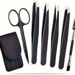 6PCS Professional Eyebrow Tweezers Set for Women and Men, Premium Stainless Steel Tweezer Kit, Best Tweezers Precision for Ingrown Hair, Facial Hair, Eyebrows Plucking-55