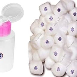 Ear Lobe & Accessories 200ML Empty Pump Dispenser Bottle for Acetone and Nail Polish Remover + 100 cotton Puffs-image-87