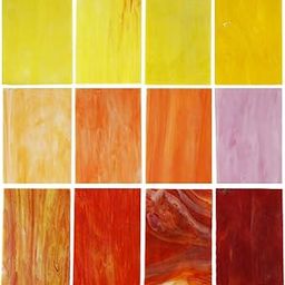Lanyani 10 Sheets Variety Stained Glass Sheets Pack, 4 x 6 inch Large Cathedral Glass Mosaic Tiles for Crafts, Mixed Fall Colors-picture-19