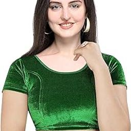 Women's Solid Velvet Breathable Half Sleeve Round Neck Readymade Blouse (F_K_A_257112)-image-12