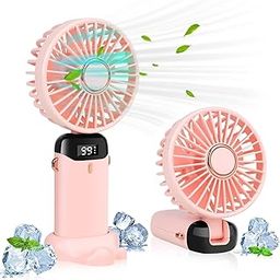 MOGADGET Mini Portable Fan, Powerful Hand Fan Cute Design 5 Speed Personal Small Desk Fan with Base, Lightweight Rechargeable USB Handheld Fan for Girl, Women, Men, Indoor, Outdoor (Pink)-picture-14