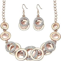 Jewellery Sets for Women Crystal Studded Necklace Jewellery set Bracelet with Earrings For Girls/Women-17