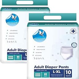 Glider Unisex Adult Diaper Pants | Large-XL Size | Superior Overnight Absorbency | 35-47 Inch (90-120 cm) | (Pack of 2 – 20 Count)-image-31