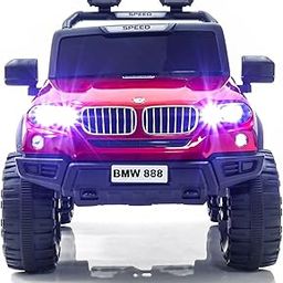 LITTLE PUP Kids Speed-888 Battery car for Kids | Battery Operated Jeep for 1 to 7 Year | Electric Ride on-Dual Control Mode, Swing Function, Led Lights, with Seat Belts | (Red)-30