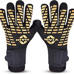Nivia Ashtang Gold Goalkeeper Gloves for Men & Women, Super Soft Grape Latex Palm with PU Foam Cushion, Compressfit Knitted Back(Medium)-image-65