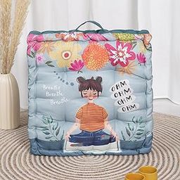 Blanc 9 Single Floor Cushions 50x50x10 CM - Multicolor - Meditate Digital Printed with Recycled Cotton Filling Large Size for Meditaion, Pooja, Living Room & Outdoor, Bedroom, Yoga, Floor Seating-12