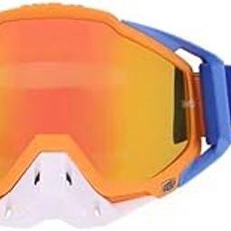 FONICX FIT Goggles for Adult, Dirtbike Mask for Men, Dirt Bike Goggles for Men Women Adult Youth for Motocross ATV UTV Anti V (Blue Orange)-image-2