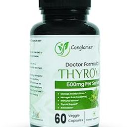 Conglomer® Thyrovat – Women’s Thyroid Wellness Supplement | With Ashwagandha, Brahmi & Tulsi | 500mg Herbal Support | Energy, Mood & Balance | 60 Vegan Capsules | Non-GMO | Clean Ayurveda-1