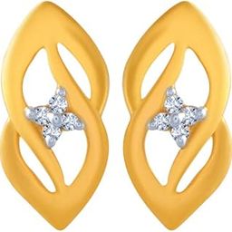 p.c. chandra jewellers 14k (585) Yellow Gold and American Diamond Stud Earrings for Women-picture-23