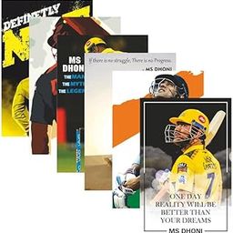 POSTER WALLAH Dhoni Poster for Home Office and Student Room Wall | Aesthetic Poster | Wall Decor (12x8 Inch) Set of 6 Pieces-image-84