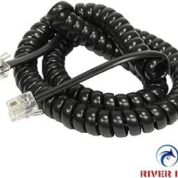 RIVER FOX® 2m Telephone Receiver Cord Extension Coil Cable Cord Black (Pack of 1)-27
