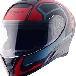 Vega Ranger Crew ISI Certified Matte Finish Full Face Helmet for Men with Clear Visor-Dull Black Red-L-image-60