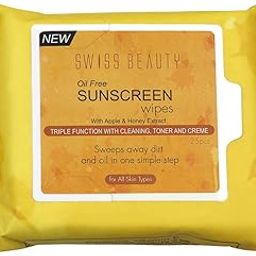 SWISS BEAUTY OIL FREE SUNSCREEM WIPES WITH APLLE & HONEY EXTRACT TRIPLE FUNCTION WITH CLEANIN G TONERF AND CREME 25 PCS-15