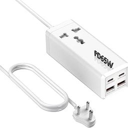 Hoteon 65W Type C Extension Board, Small Power Strip With PD & QC3.0 Port, Universal Single Socket With Surge Protection, Built-in Laptop Charging Port for Travel, School, Home, Desk, Dorm, Office-19