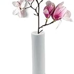 Bamby Bone China White Bud or White Ceramic Vase for Artificial or Real Flower, Twigs & Leaves, 1 Piece Narrow Neck Vase for Table Centrepiece and Home Decor-image-1