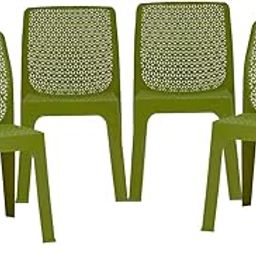 Binani 5205 Premium Plastic Chairs | Designer Chairs for Home/Patio/Cafe/Restaurant | Armless Chair Set for Dining Room | Comfortable Seating for Indoor & Outdoor Furniture (Mehandi Green, Set of 4)-image-28