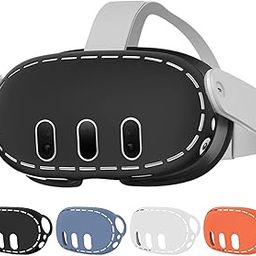 Ferbao VR Silicone Shell Cover Compatible with Meta Quest 3 Headset, Dustproof VR Host Protective Breathable Front Cover (Black)-15