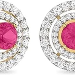 Yellow Gold and Solitaire Stud Earrings for Women-image-92