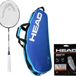 HEAD XENON 3.3 BADMINTON RACKET WITH KITBAG XENON 300 AND BOAST 65 BADMINTON STRING BLUE-23