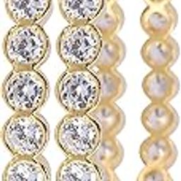 Latest CZ/AD American Diamond Studded Gold Plated Traditional White Round Solitaire Bangles Set for Women Girls-image-2