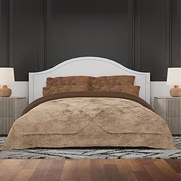 Kuber Industries Premium 90x100 Inch Reversible Supersoft Blanket for Heavy Winter | 500 GSM King Size Comforter & Garam Kambal for Home | Quilted Razai/Double Bed Blankets for Winter | Coffee-image-1