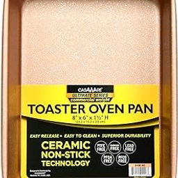 casaWare 8 x 6 x 1.75-Inch Toaster Oven Ultimate Series Commercial Weight Ceramic Non-Stick Coating Pan (Rose Gold Granite)-image-14