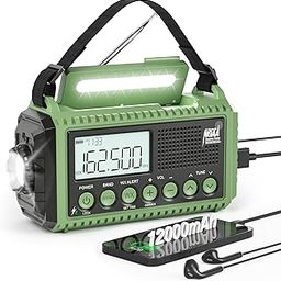 Emergency Radio 12000mAh Auto NOAA Weather Alert Radio -Portable Solar Hand Crank Battery Operated Radio, AM/FM Shortwave Radio with Type-c Charger,Flashlight, SOS for Home Outdoor Hurricane Survival-11