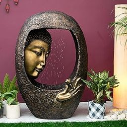 EXPLEASIA Buddha face Shower Water Fountain for Home, Indoor Water Fountain Big Size, Water Fountain for Garden, Water Fountain for Home vastu, Buddha Fountain 3 feet (CopperGold)-image-19