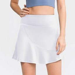 Decdeal 2 in 1 Women Sport Skirt with Shorts Pockets Quick Dry Ruffled High Waist Athletic Skorts for Golf Tennis Workout-image-77