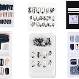 Coslifestore- Pack of 72 Press on Nails - Ready to use-Reusable nails with glue buffer and glue tabs (MARBLE ART)-picture-23
