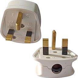 Adaptro UK Type G 13A Mains Top Wiring Male Plug with Safety Fuse Compatible with United Kingdom, Malaysia, Singapore, Ireland, Wales, Scotland, and Hong Kong Sockets (Pack of 2, White)-image-42