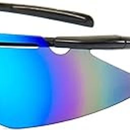 Universal Wraparound Rimless UV400 Protected Sports Sunglasses - for Cycling Cricket Riding Running Tennis Hydrophobic Anti Glare Lens with Full Coverage & Protection with Rich Grip (Blue Mirror)-image-30