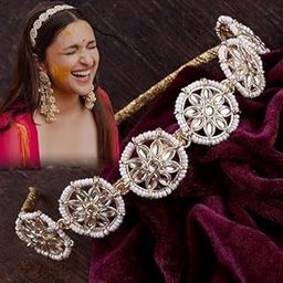 Kundan Studded Calebrity Hairband/Matha Patti/Sheesh Patti Hairband/Traditional Headband Hair accessory Jewellery for Women and Girls-11