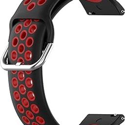 ACM Watch Strap Silicone Belt 22mm compatible with Noise Colorfit Pro 3 Alpha Smartwatch Breatheable Dual Color Dot Band Black with Red-21