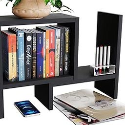 UniShop Freestanding Adjustable Storage Bookshelf for Desk – Perfect for Office & Home Décor (Brown, 17 x 65 x 37 cm)-image-7