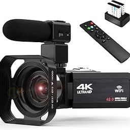 OIEXI 4k Video Camera Camcorder with 18X Digital Zoom,48MP Vlogging Camera for YouTube,3.0-inch IPS 270° Rotating Touchscreen,Microphone,Remote Control,IR Night Vision & 2 Batteries(Black)-image-18