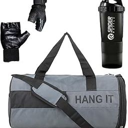 Gym Kit Combo for Men & Women ll Black Gym Bag with Shoe Compartment & Bottle & Gloves-79
