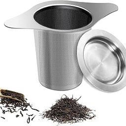 Tea Filters Strainers Infuser Steeper 304 Stainless Steel & Extra Fine Mesh with Lid for Loose-Leaf Tea,Large Capacity and Perfect Size with Double Handles for Hanging on teapots-image-81