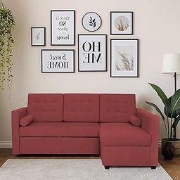 Casaliving Megan RHS 4 Seater L Shaped Sofa Cum Bed for Living Room (Maroon Fabric) Premium Fabric Sofa-image-77