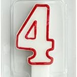 DECORA Numeral Candle 4 Border H 7,5 cm, Cera, White/Red, 7.5x4x1 cm-image-29