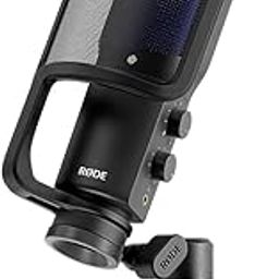 Rode NT-USB+ USB Condenser Microphone, Large-Diaphragm Condenser USB Microphone with 24-bit/48kHz Conversion, Cardioid Polar Pattern, Headphones Output, and Aphex DSP-11