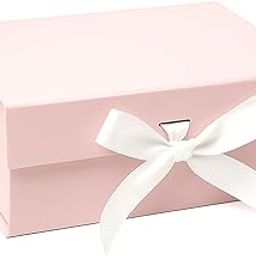 Boxotica Blush Pink Rigid Gift Box-Foldable Hamper Box with Ribbon, Greeting Card & QR Bow Tutorial, Soft Matte Finish, Small 23×16×10 cm – Reusable Keepsake Box for Weddings, Birthdays & Return Gifts-image-83