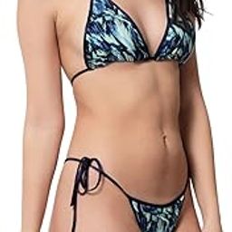 Women Two Piece Lingerie Bra and Panty Set for Special Nights, Honeymoon Gifts Tie Side Bottom Triangle Bikini Back Cross ||Blue-image-34