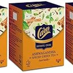 CARE Ashwagandha Immunity Booster Spiced Herbal Green Tea, 30 Bags (3 Packs x 10) | Organic Desi Kahwa with Tulsi & Ginger | Whole Loose Leaves Blend | Ayurvedic Indian Kadha for Detoxification-11