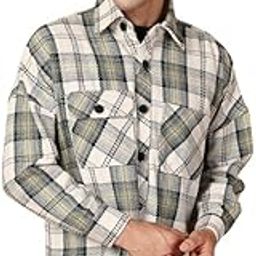 Men Winter Oversized Shacket Stylish Flannel Plaid Jacket Shirt-picture-12